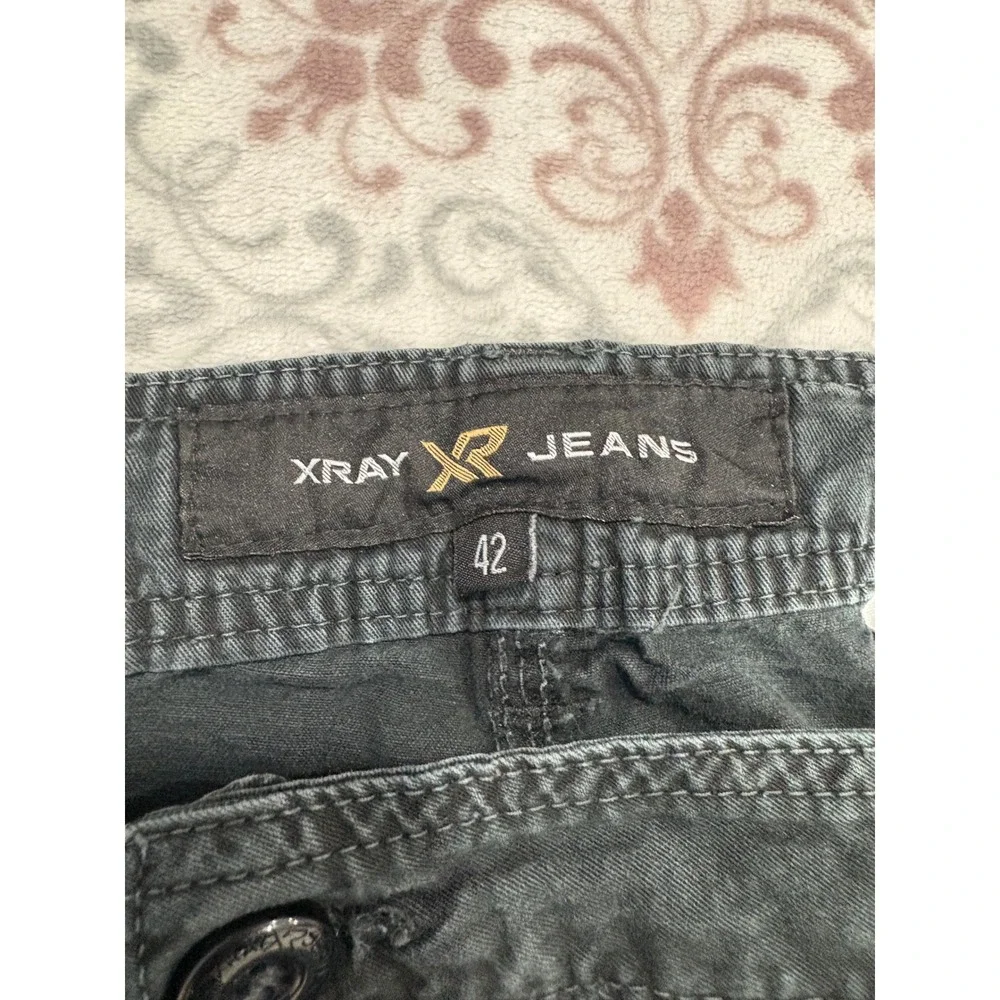 XRAY Jeans Mens Cargo Shorts Faded Black Cotton Utility Pockets Size 42 - Picture 3 of 11